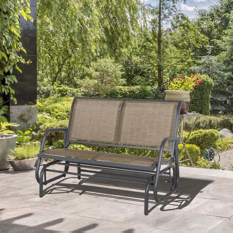 Banc oscillant extérieur 2 personnes avec toile respirante Outsunny, Brun