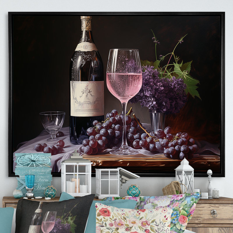 Lambrusco lustre sur toile, Cadre flottant noir, H 34 po x l 44 po x P 1,5 po