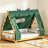  Twin Size Canopy Bed Frame with Removable Fabric Cover-1609879168