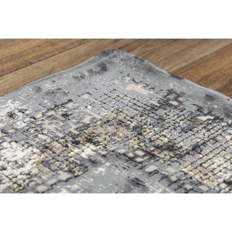Tapis doré / gris anthracite Jonason, Rectangle 8 pi 6 po x 11 pi 10 po