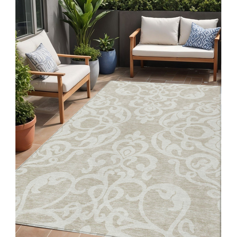 Tapis intérieur lavable damassé 5 pi x 8 pi