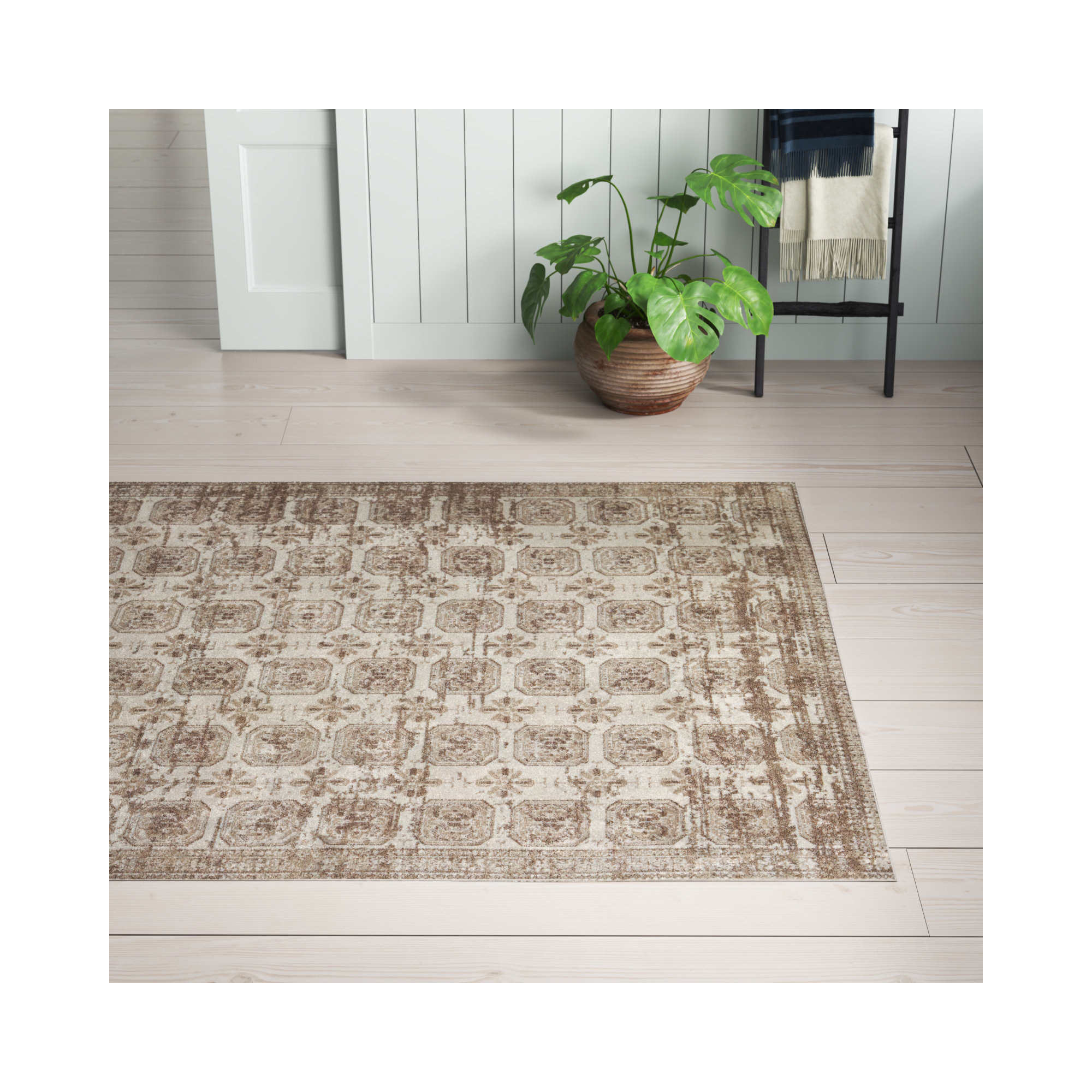 Phoebe Tan/Cream Rug, Rectangle 6'7" x 9'6"