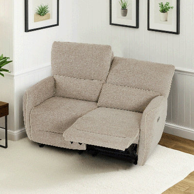 Zero Clearance Recliner Power Reclining Loveseat Sofa with Adjustable Headrest, RV Recliner Loveseat for Small Spaces