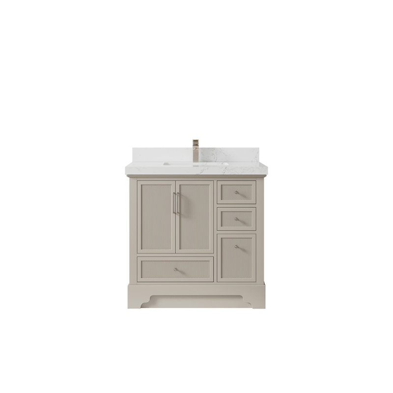 Meuble-lavabo simple 36 po avec plateau en quartz Alys