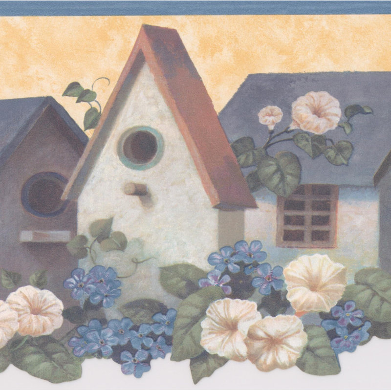 Bordure de papier peint floral et botanique 15 po x 6,5 po Borchert