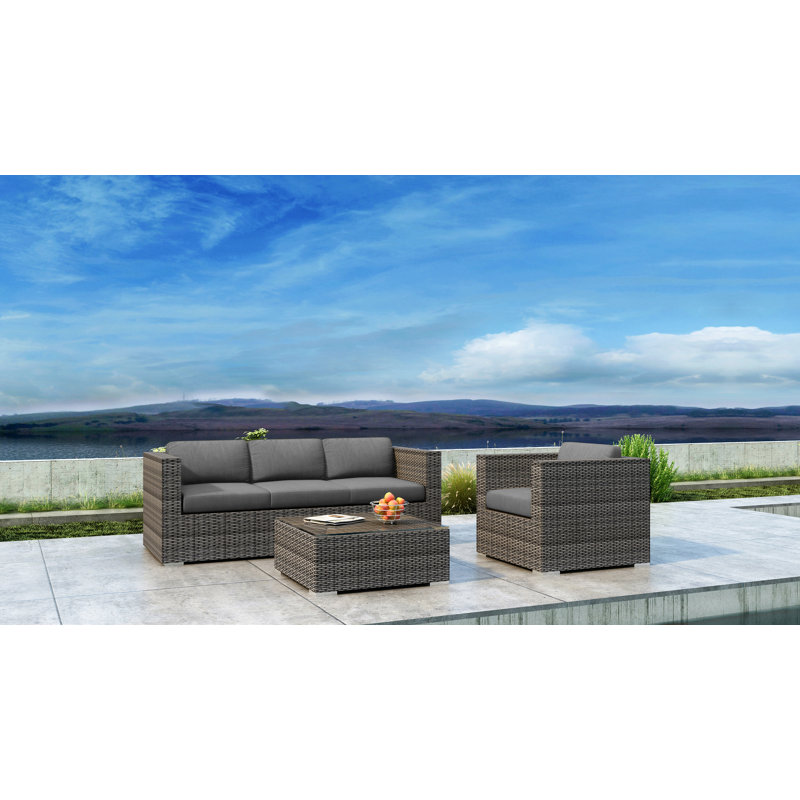 Ensemble de canapé 3 pièces avec coussin Sunbrella Ballu, Toile gris anthracite Sunbrella®