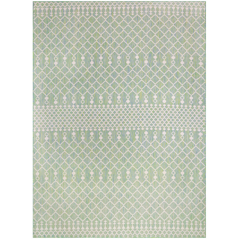 Robbs Rectangle Indoor/Outdoor Area Rug, Rectangle 8' x 10', Blue/Green