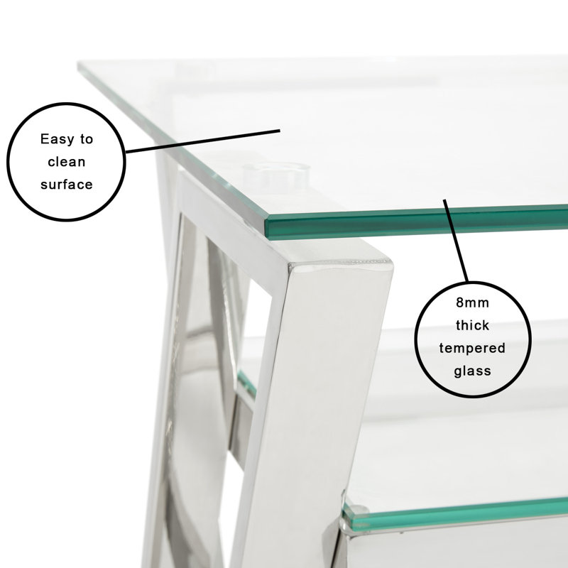 Ridgeton Glass Top Metal Base Writing Desk