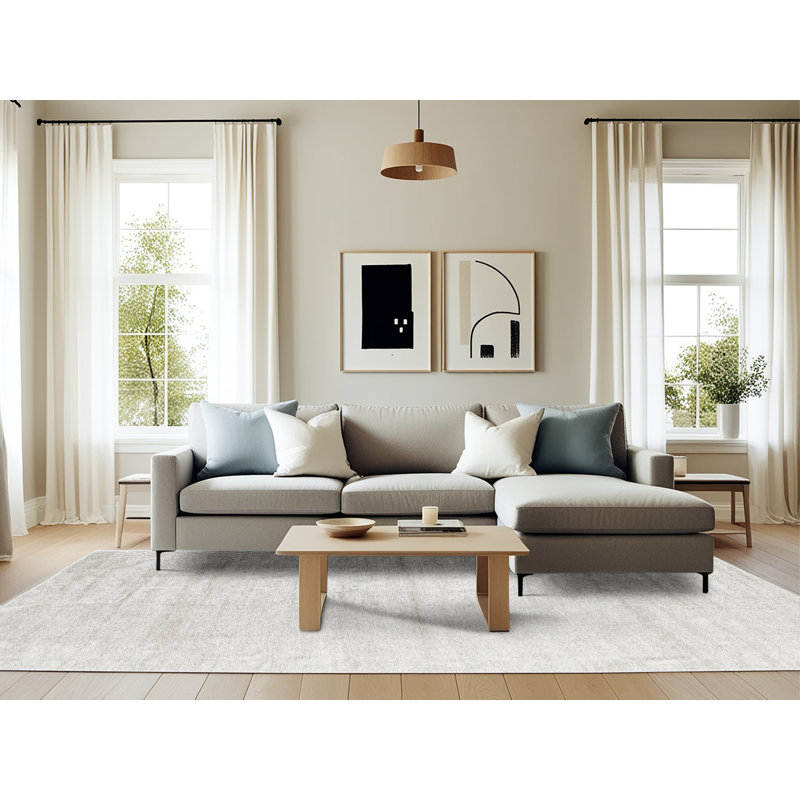 Tapis beige contemporain, Rectangle 6 pi x 9 pi