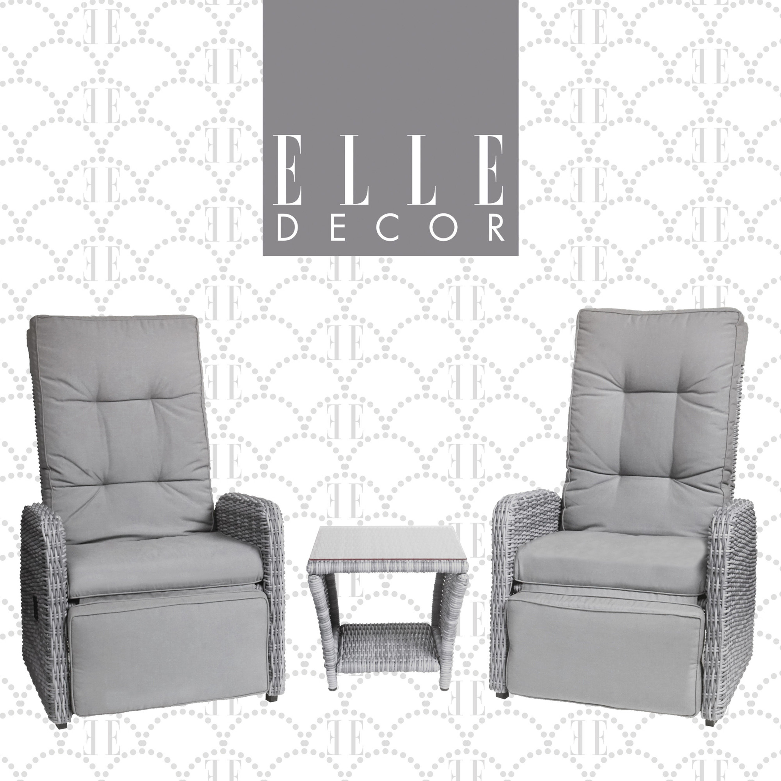 Elle Decor Vallauris 3Piece Outdoor Reclining Chair Set, Grey & Reviews Wayfair