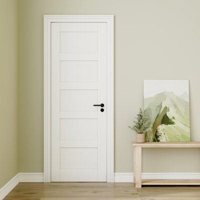 28"x 80" 3-Panel Interior Slab Door, Solid Wood French Door