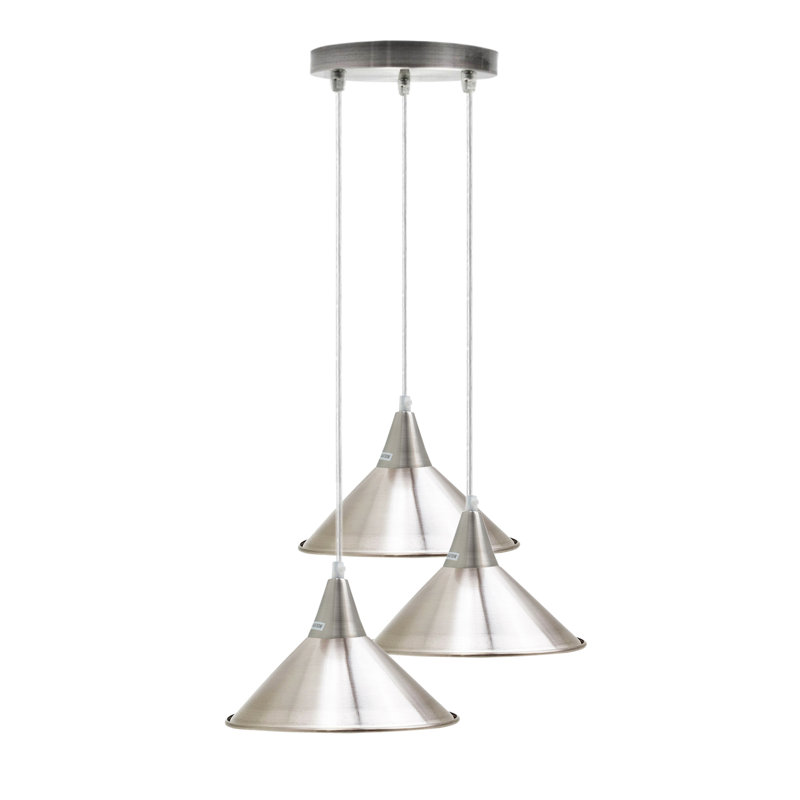 Rosenthal 3-Light Cluster Cone Pendant, Satin Nickel