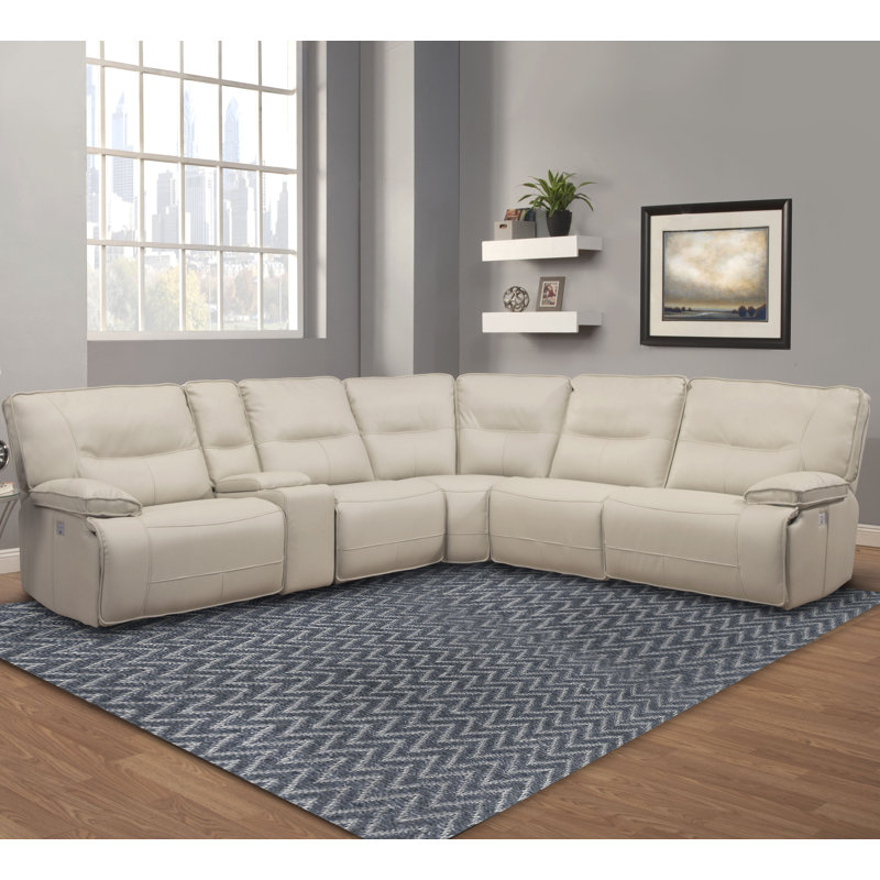 Pomona Upholstered Power Reclining L-Shaped Sectional Symmetrical, Oyster
