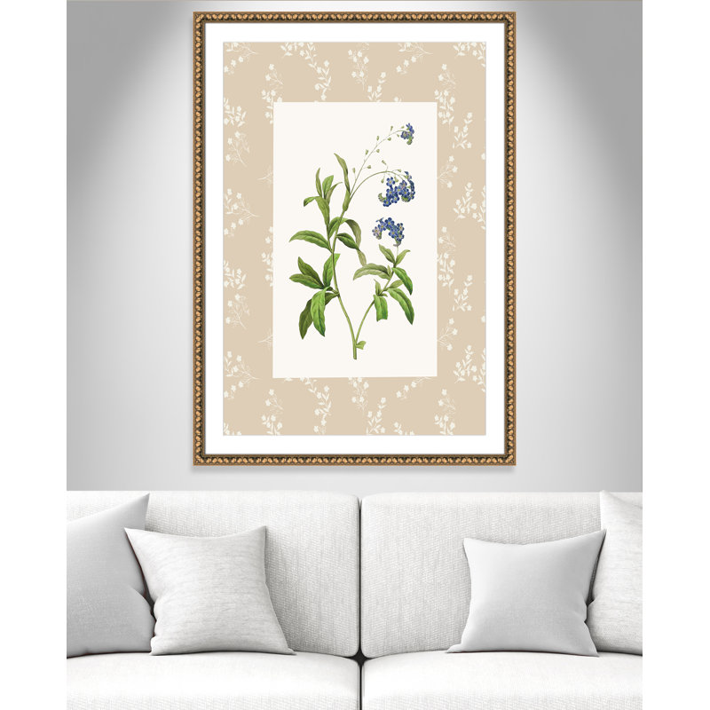 «Botanical Plate I Print» par Susan Jill, 34.5'' W x 48.5'' H, Matted Print, Gold Leaf Beads
