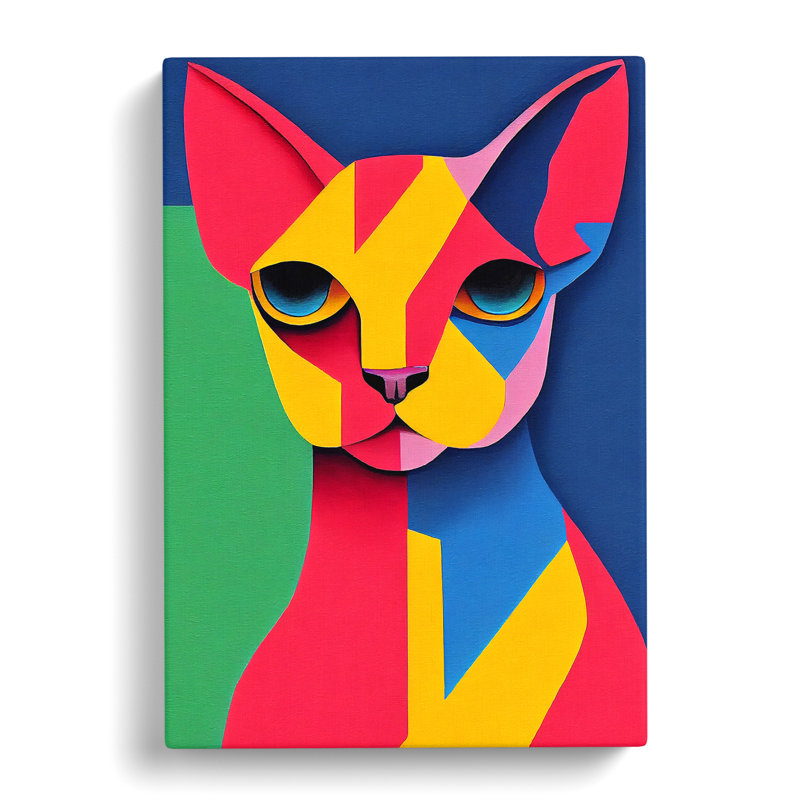 Sphynx Cat Abstract - Wrapped Canvas Print, 60cm H x 40cm W x 3cm D