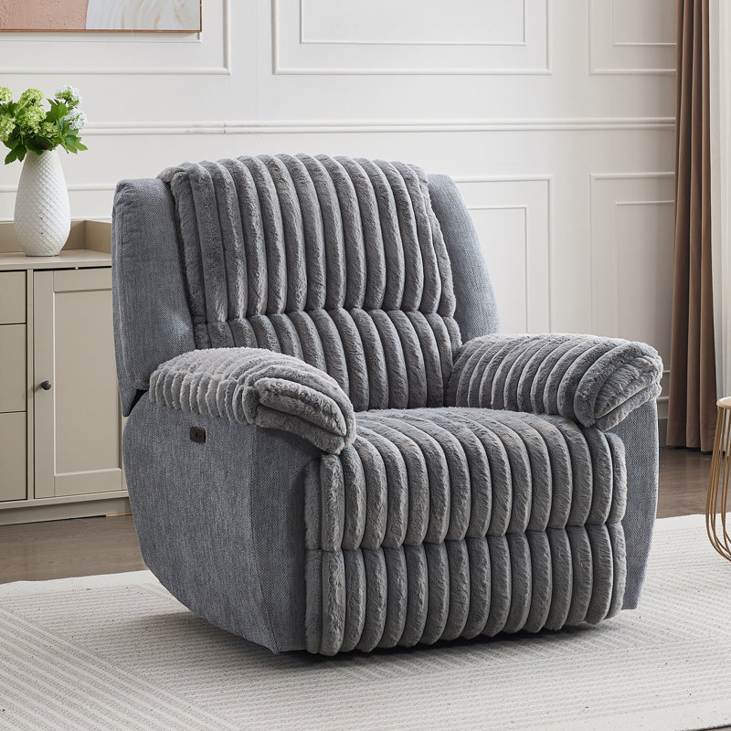Fauteuil inclinable électrique de 43 po de largeur avec charge USB, Gris