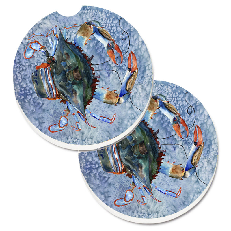 Sous-verre pour voiture crabe, Crabe, Bleu / Orange