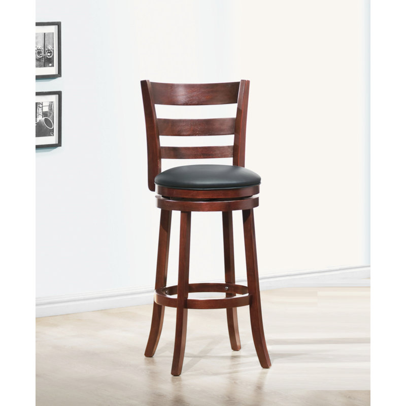 Chaise de salle à manger pivotante à 360 degrés de hauteur cerisier foncé avec repose-pieds en bois massif 1 pièce