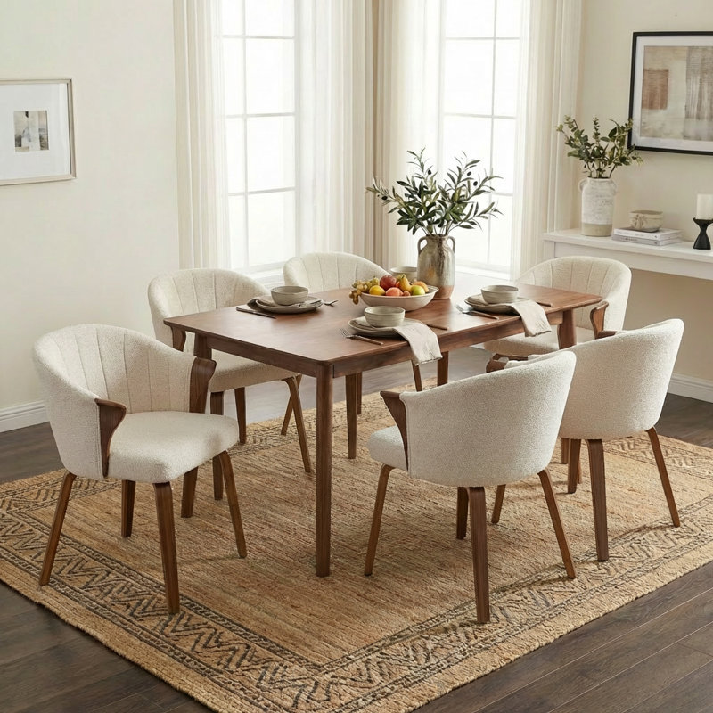 Chaise de salle à manger rembourrée Devault, Beige