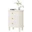 Table de chevet ovale 20 po à 3 tiroirs, table de chevet de ferme entièrement assemblée, table de bout en bois avec pieds solides et design unique pour la chambre à coucher, le salon, blanc beige