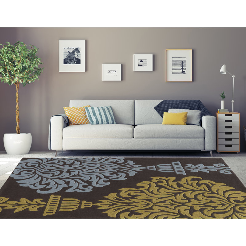 Equelle Hand Tufted Geometric Indoor Rug, Rectangle 5' x 7'