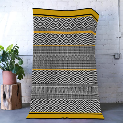Tapis décoratif moderne à motif géométrique gris-jaune