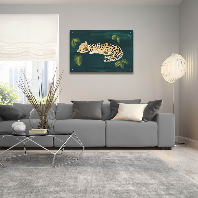  «Lethargic Leopard 2» par Alicia Longley, art mural en verre acrylique, 36 po x 24 po, H 24 po x l 36 po