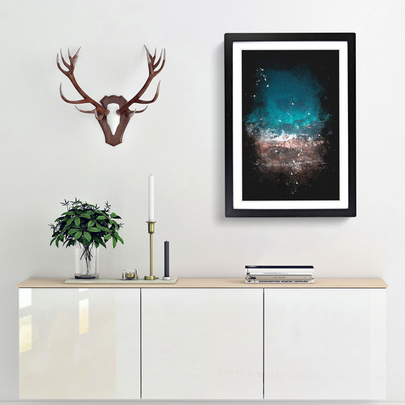 Ocean Hitting Rock in Australia - Picture Frame Painting Print, Black Framed, 87cm H x 62cm W x 2cm D