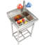 Évier utilitaire en acier inoxydable, petit évier autoportant à 1 compartiment avec robinet et pieds, éviers à simple cuve 16 x 13 x 8,7 po pour garage, restaurant, cuisine et buanderie