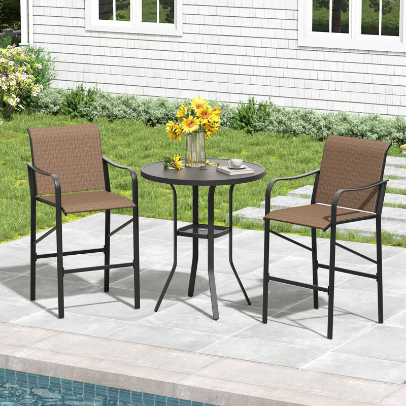 Outdoor Bar Height Bistro Set, Brown/Black