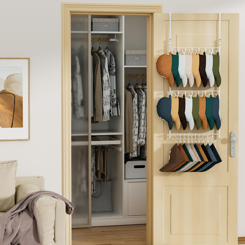 Over Door Hat Rack, 3 Tier Wall Mounted Hat Holder With 16 Hooks And 10 Movable Clips, Cap Hanger Storage Up To 26 Caps