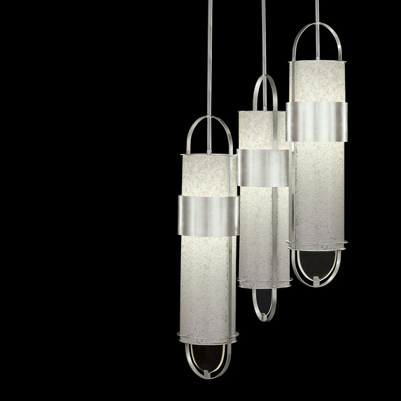 Luminaire suspendu rond Bond 23,5, Argent, Blanc