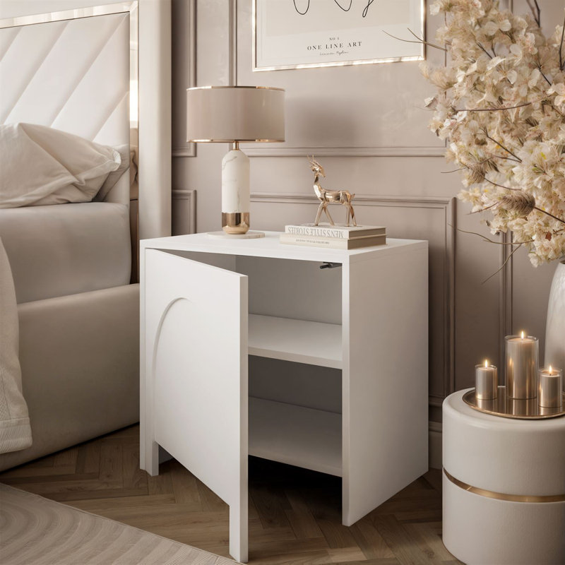 ARIADNA 54cm W Particle Board / Chipboard Bedside Table, White