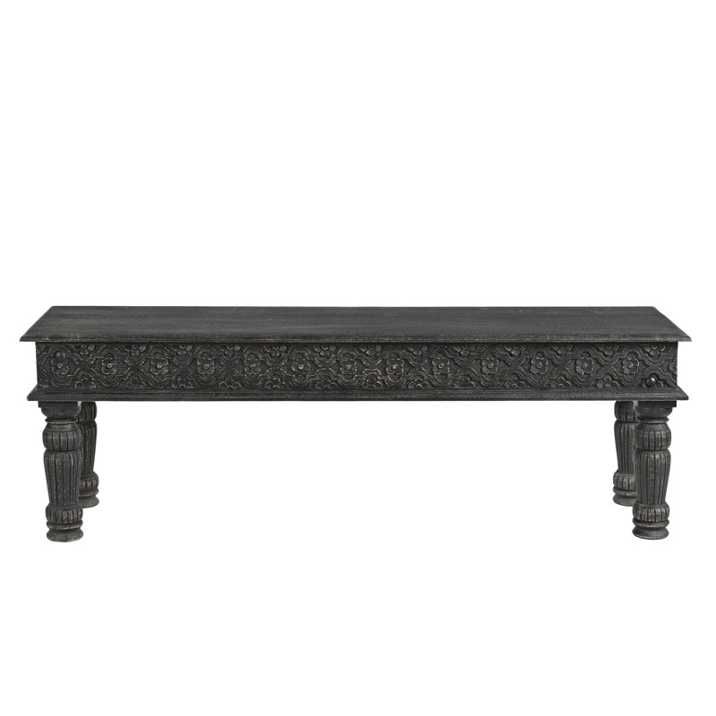 Banc en bois Aarohi, Noir, 58" W