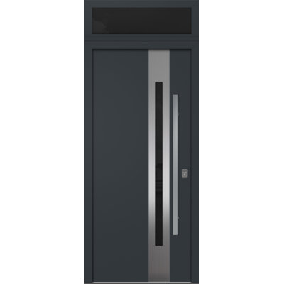 Modern Exterior Entry Steel Door 36in x 80in - Inox S2 with Transom
