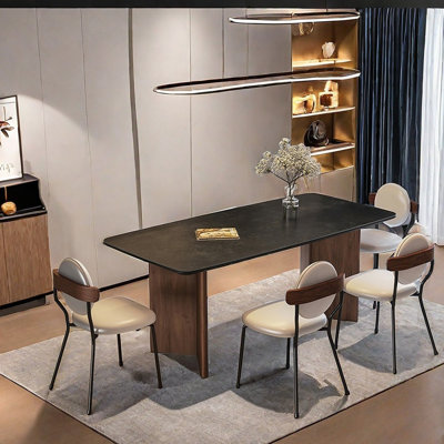 Retro Walnut Rock Table, Modern Luxe Dining