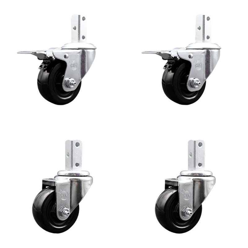 4 Piece Hard Rubber Caster Set