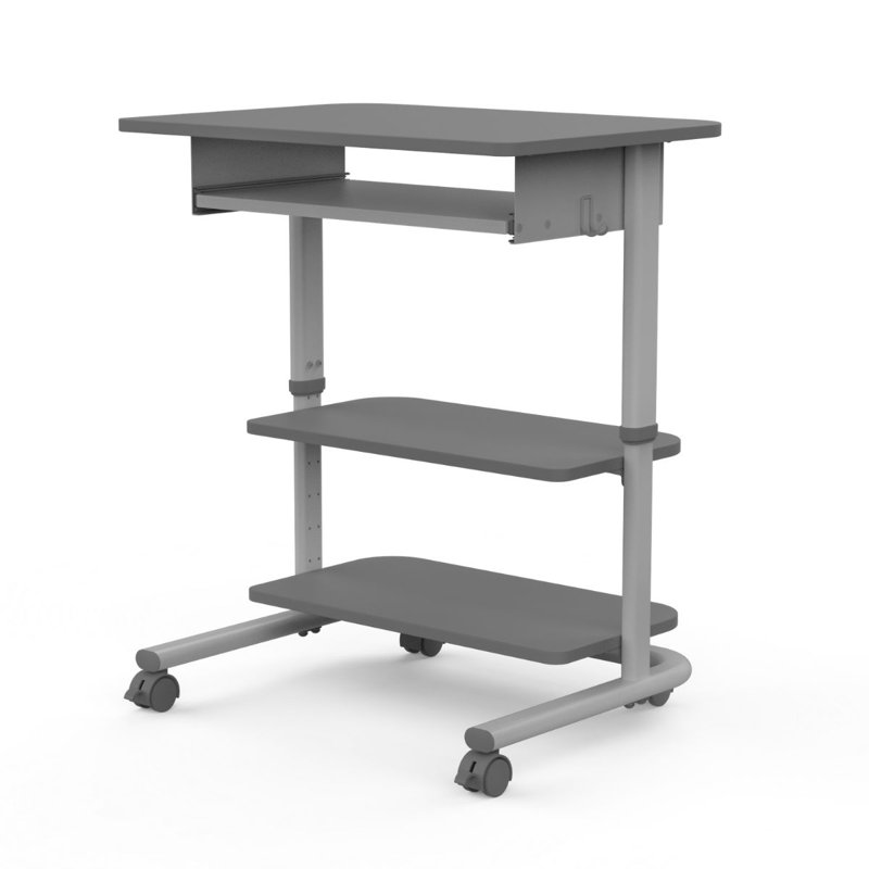 Antum 45.9'' H x 28.4'' W Laptop Cart with Wheels, Dark Gray/Light Gray