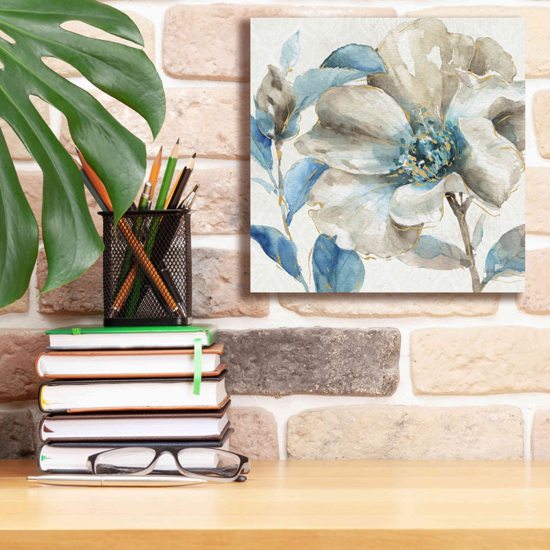 «Indigold IV» par Lisa Audit, art mural sur toile, H 12 po x l 12 po x P 0,75 po, Toile tendue