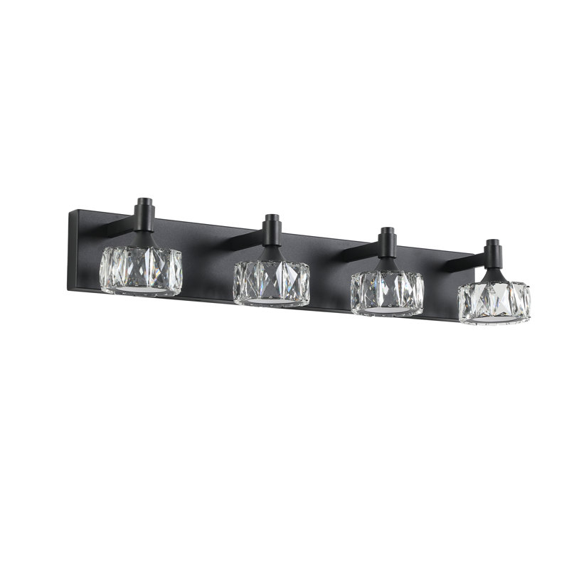 Modern 4-Light Matte Black LED Vanity Light Fixture
