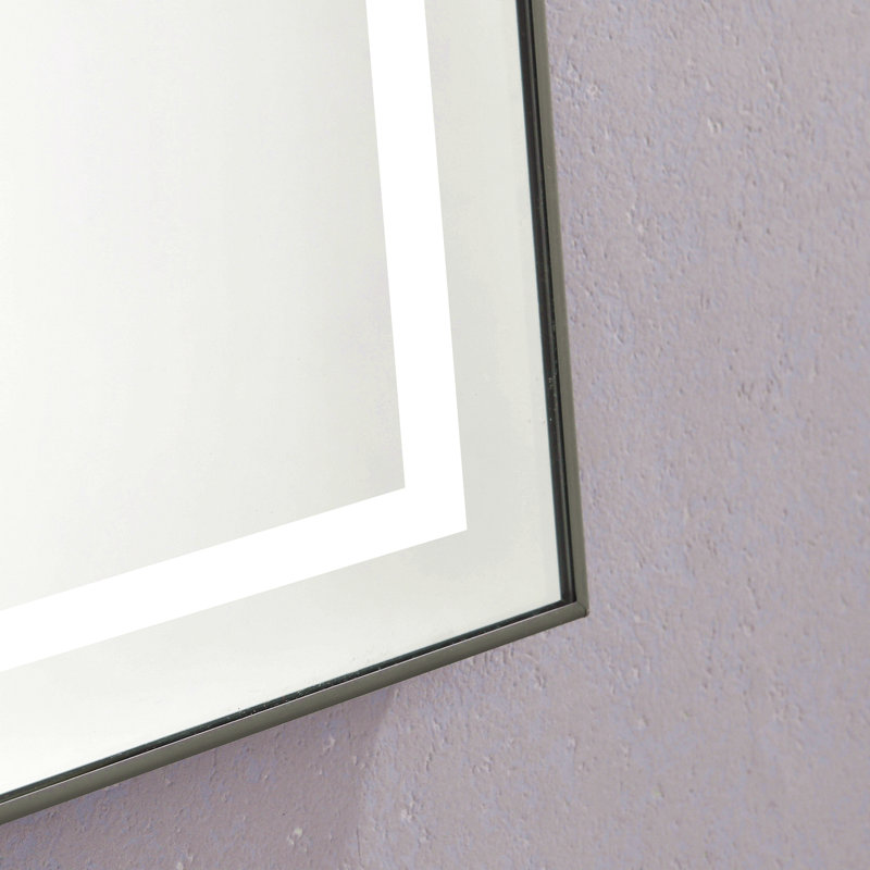 Miroir de salle de bain 48 "x 24" à DEL avec façade et rétroéclairage, miroir de meuble-lavabo mural avec cadre en aluminium, anti-buée, mémoire, 3 couleurs, réglable en continu