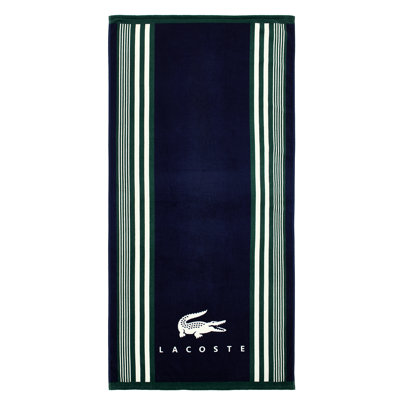 Lacoste Oversized Cotton Velour Beach Towel 36x72 – Quick-Dry Absorbent Reversible Terry Loop Back, Soft Luxury Pool & Beach Towel, Oki