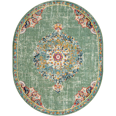 Tapis oriental vert / bleu / rouge en polypropylène tissé à la machine Pennylane