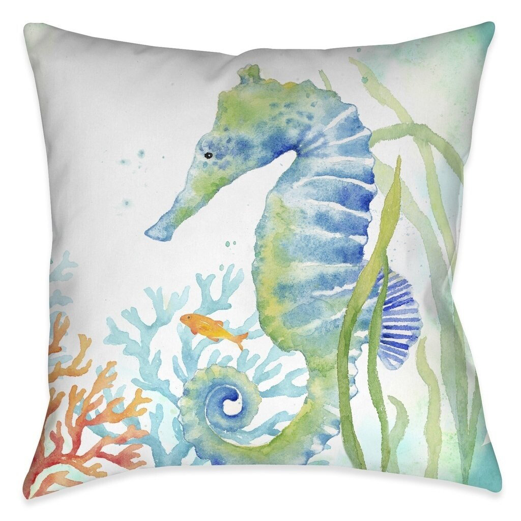 Sea Life Seahorse Throw Pillow Laural Home