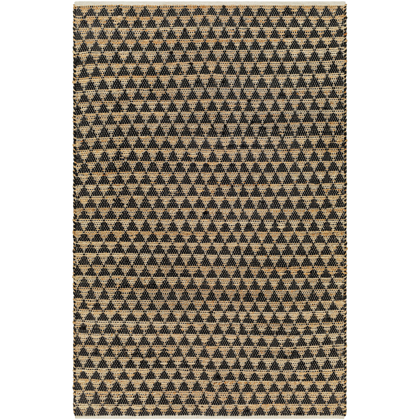 Addy Handmade Black, Brown Rug, Rectangle 5' x 7'6"