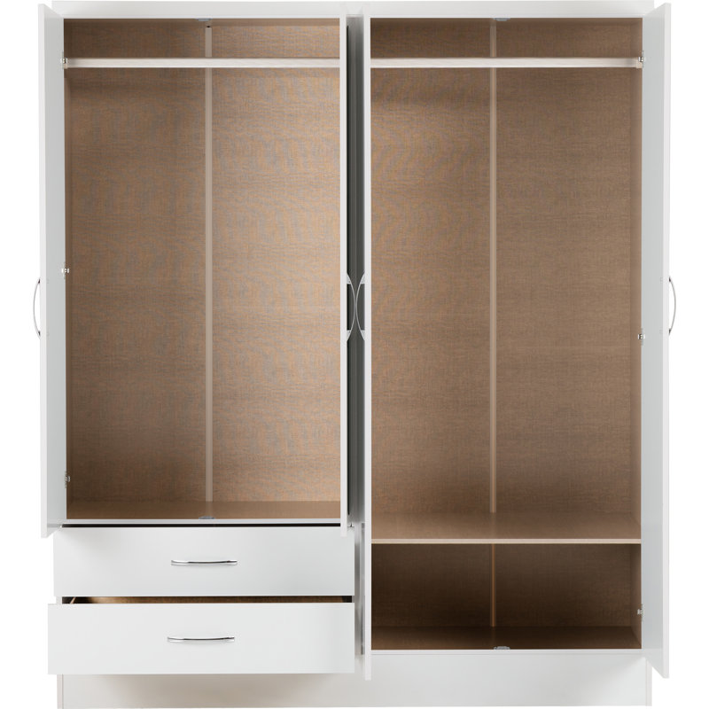 Cascio 4 Door Wardrobe, White Gloss