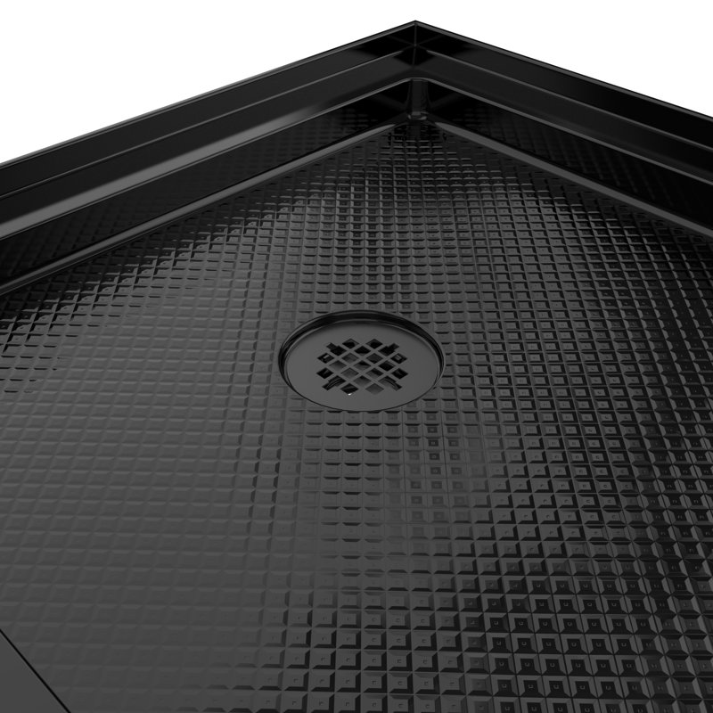 DreamLine SlimLine 36 inch D x 60 inch W x 2 3/4 inch H Single Threshold Black Alcove Shower Base with 2 inch Matte Black Left Round Drain