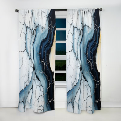 Cho Blue Stone Geode Minimalism II - Traditional Velvet Curtain - Room Darkening - 1 panel