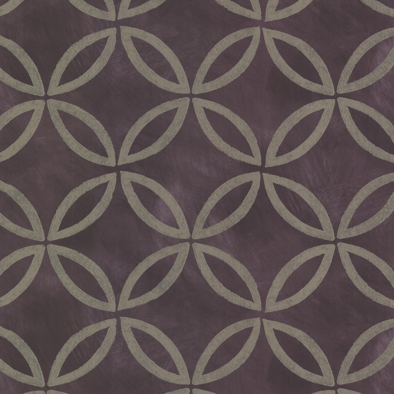 Papier peint géométrique 27 'x 27 "Ashbourne, Mauve