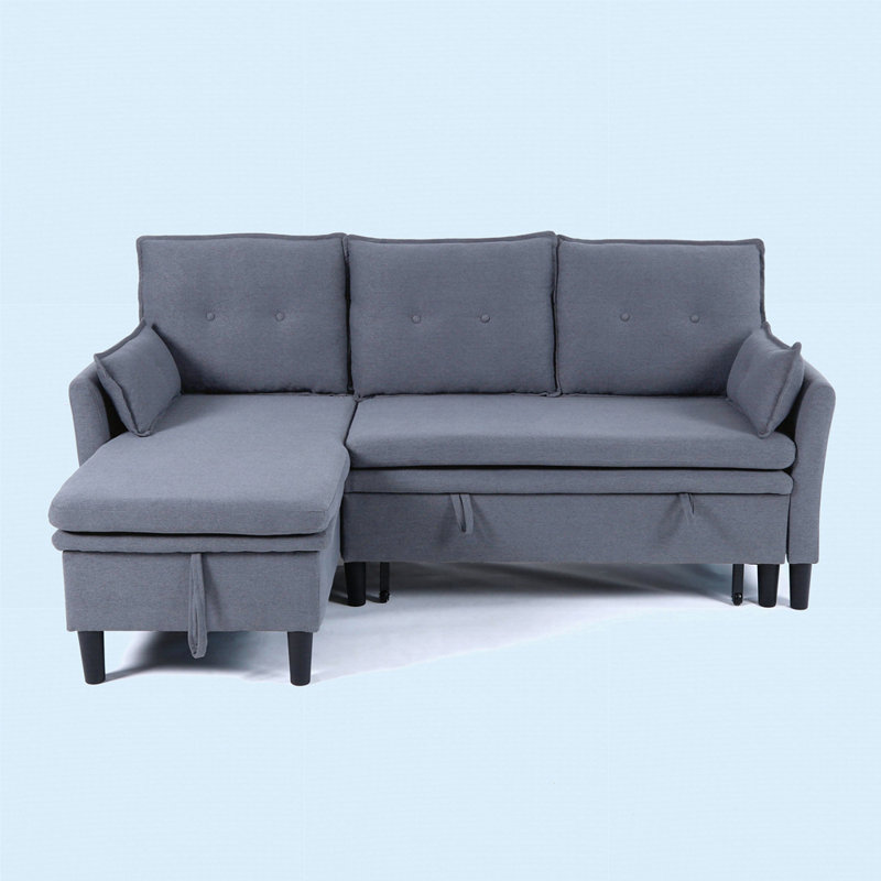 L-Shaped Reversible Chaise Sectional Sofa With Storage, Dark Gray